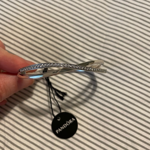 Pandora Silver and Crystal bangle Bracelet. NWT. - Picture 2 of 8